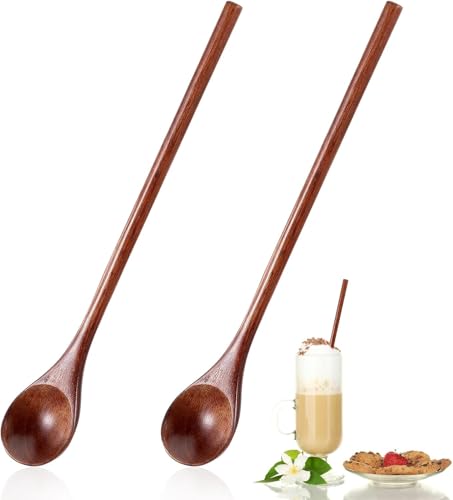 4-Pack 8-Inch Long Wooden Spoons for Cooking & Mixing