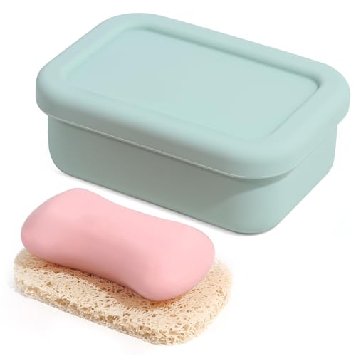 Leakproof Silicone Travel Soap Case with Draining Layer - Pink