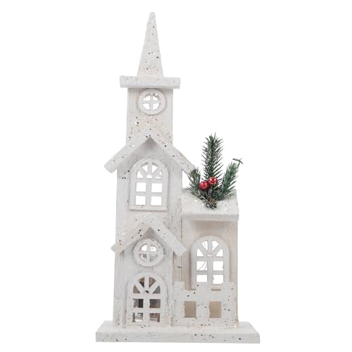 Luminous Wooden Castle Ornament for Christmas Village Decor - Lighted Desktop House