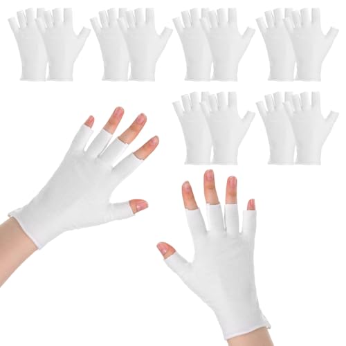 HJZHII 6 Pairs White Cotton Fingerless Moisturizing Gloves for Dry Hands Eczema