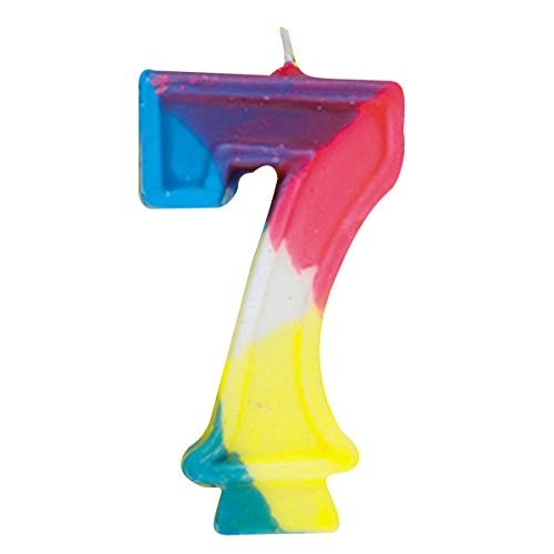 Rainbow Number 7 Birthday Candle - 2.75" for Celebrations