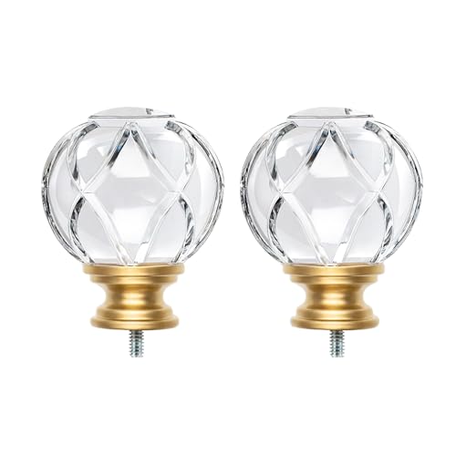 KAMANINA Gold Curtain Rod Finials - 2 Pcs Decorative Ends for 1 or 7/8 Inch Rods
