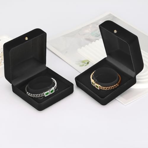 KUKUVR Velvet Jewelry Bracelet Gift Box Black 2-Pack, Luxury Display Storage