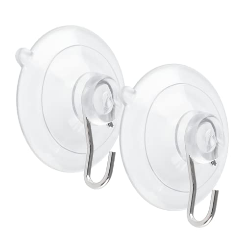 A-1.77 Inch 12Pcs Clear Suction Cup Hooks Heavy Duty Wall Mounts for Bathroom & Kitchen