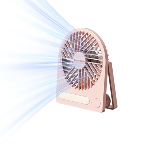 Dosododa Portable USB Desk Fan with Night Light - 4-Speed Pink Fan