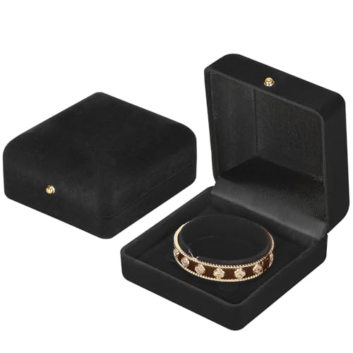 KUKUVR Velvet Jewelry Bracelet Gift Box Black 2-Pack, Luxury Display Storage