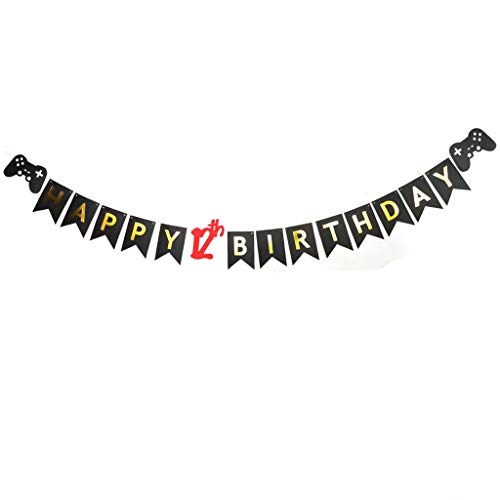 Video Game 12th Birthday Banner for Gamer Party Decorations