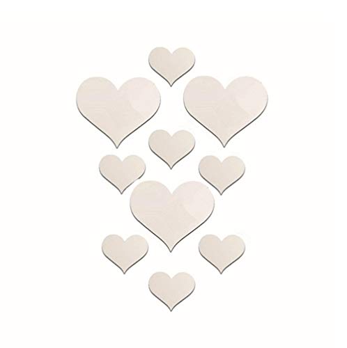 Heart Shape Acrylic Mirror Wall Stickers - 10 Pieces Set
