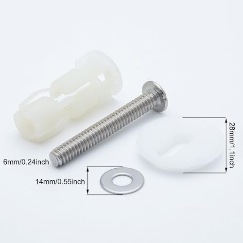 Toilet Seat Hinges Bolt Kit - 4 Pack Easy Install Hardware