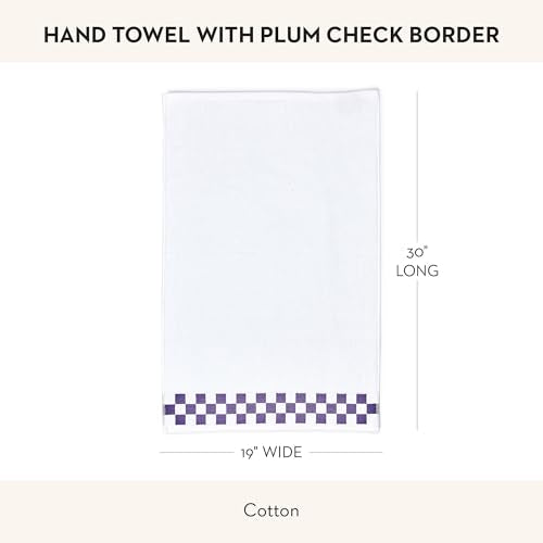 MacKenzie-Childs Cotton Hand Towel - Plum Check Border Decorative Towel