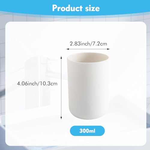 Kakalote White Plastic Bathroom Toothbrush Holder & 300ml Drinking Cup - Travel & Home Use