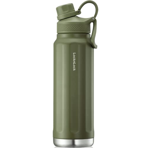 LocknLock Trek Bottle Stainless Steel Double Wall Insulated, 32 oz, Olive Green