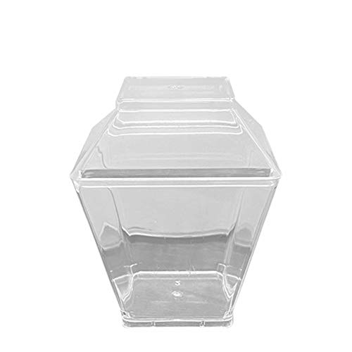 Kaya Clear Square Plastic Mini Cups with Lids 3.5 oz Pack of 12