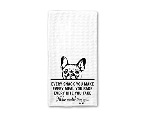 French Bulldog Waffle Weave Kitchen Towel - Every Snack You Make