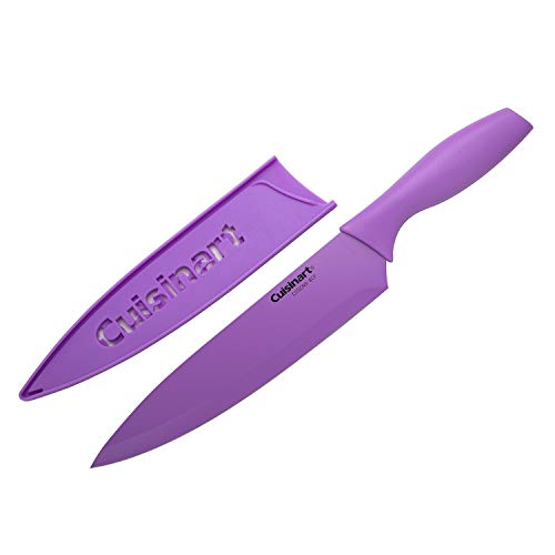 Cuisinart Advantage 8-Inch Chef's Knife with Blade Guard, Purple, Nonstick Stainless Steel