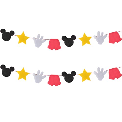 Mouse Theme Felt Party Banner - Yellow Decorative Birthday Pennant