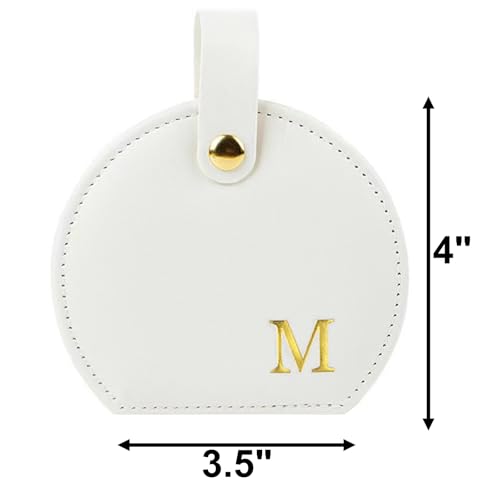 Personalized Travel Jewelry Case with Golden Initial - Elegant Half-Moon Design
