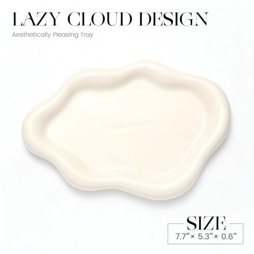 TEQKON White Ceramic Cloud Jewelry Tray and Ring Dish Aesthetic Decor