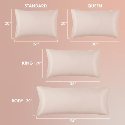 MAVIÉ Satin Pillowcase Set - Queen, Ultra Soft & Cooling, 2 Pack Beige