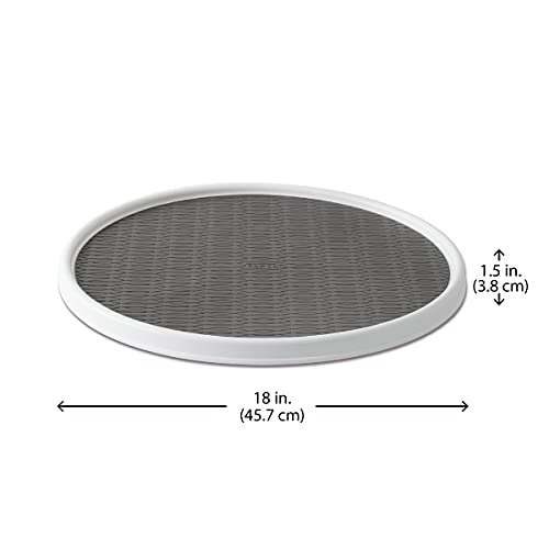 Copco 18-Inch Lazy Susan Turntable Organizer - Nonslip White/Gray Rotating Tray
