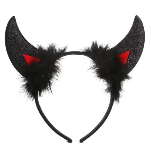 Sither Red and Black Devil Horns Headband for Halloween Party Costume
