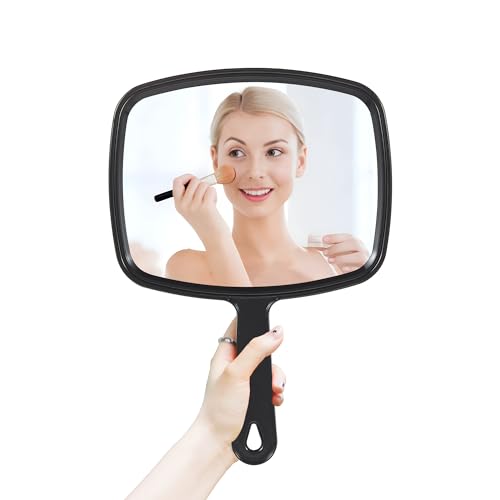 HYOUJIN Handheld Mirror 6.7x9.4 Black - Small Portable Makeup & Salon Mirror