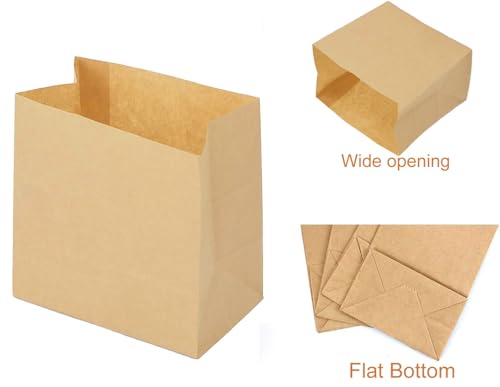 Likpikin Small Brown Kraft Paper Bags - 50 Pack Greaseproof Snack Wrappers