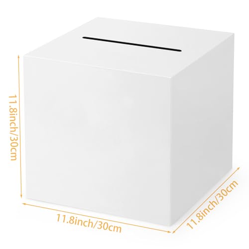 White Card Box with Slot - 11.8'' Gift Box for Weddings & Parties