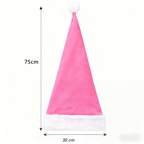 Black Santa Hat for Adults with Faux Fur - Christmas Costume Accessory, Pink Variation