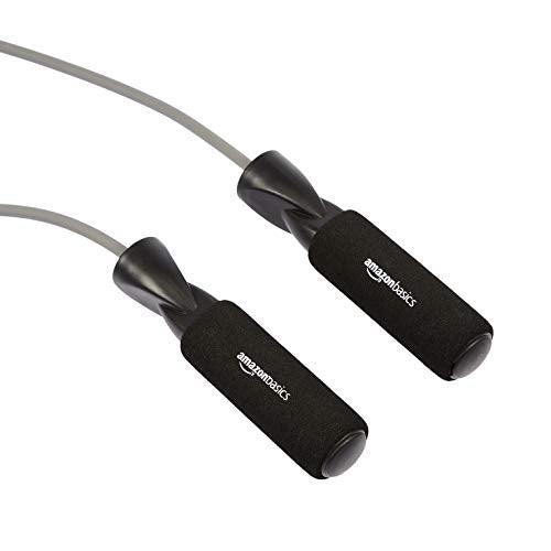 Amazon Basics Adjustable Jump Rope for Cardio Workout - Grey, 118 Inches
