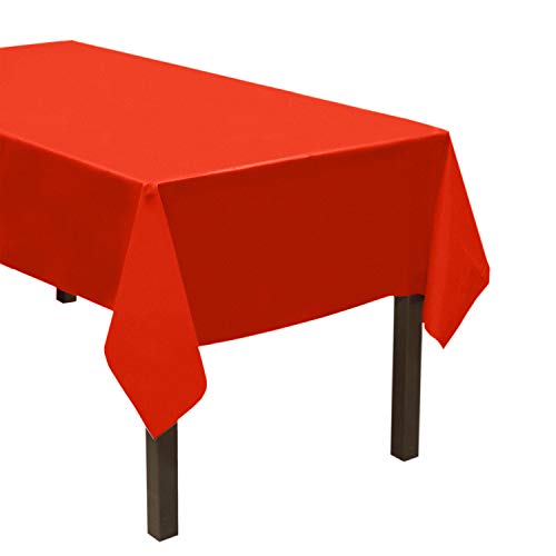 Heavy Duty Red Plastic Table Cover - 54 x 108 Inch Disposable