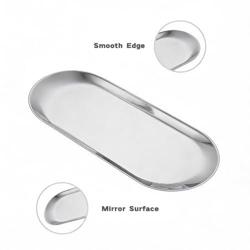 Pocoxll 12" Stainless Steel Oval Serving Tray - Decorative Vanity Platter