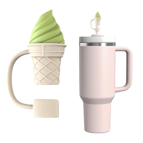 Ice Cream Silicone Straw Cover for Stanley Cup 10mm Green Straw Topper