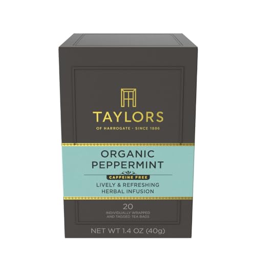 Taylors of Harrogate Organic Peppermint Herbal Tea, 20 Individually Wrapped Bags