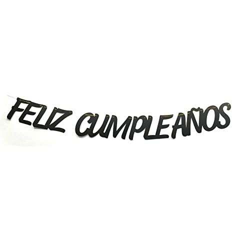 Feliz Cumpleaños Black Glitter Banner - Spanish Happy Birthday Decorations