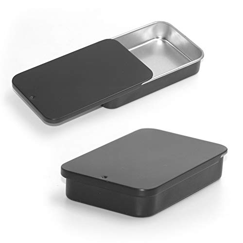 Gere 6-Pack Black Metal Slide-Top Tin Boxes for Small Storage