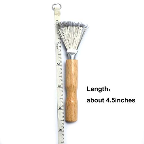 Luwigs Metal Wire Hair Brush Cleaner Rake with Wooden Handle