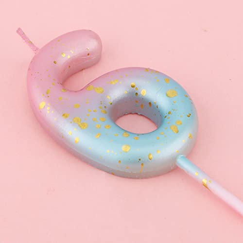 Pink Blue Gradient Birthday Number Candles for Cake