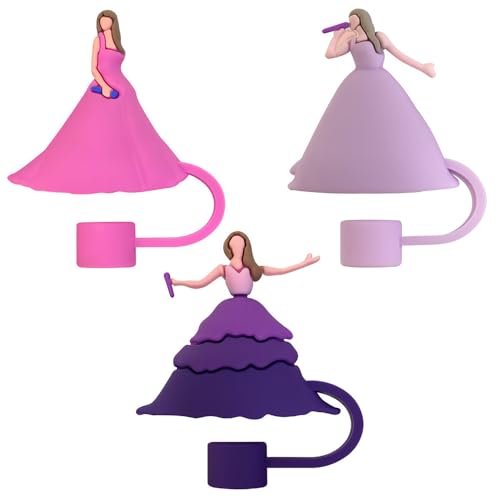 3PCS Pink Silicone Straw Covers for 10mm Tumblers - Reusable Dust-Proof Toppers