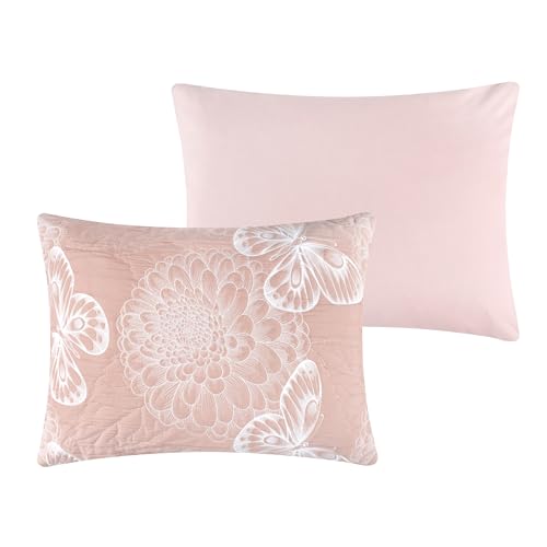Pink Reversible Mariposa Blossom and Butterfly Pillow Sham 26x20 for Standard Bed