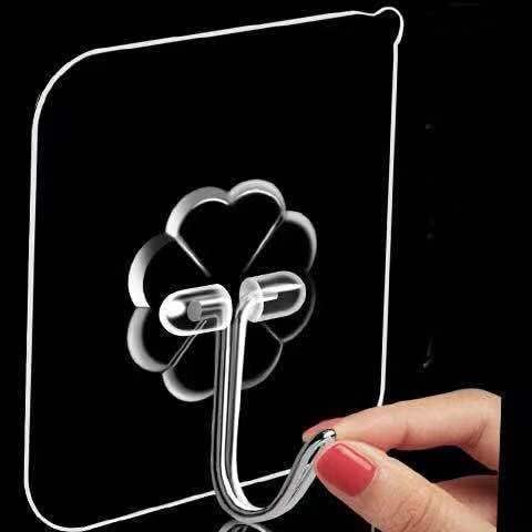 Skiennix Heavy Duty Adhesive Hooks - Waterproof Transparent Wall Hooks for Bathroom & Kitchen