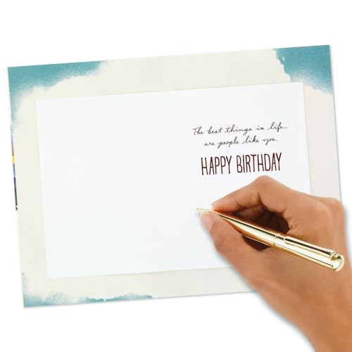 Hallmark Birthday Card - Watercolor Mountains, 'The Best Things in Life Aren't Things'