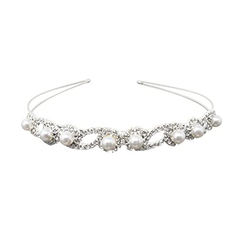 Honbay Crystal Pearl Wedding Headband Bridal Hair Crown Tiara