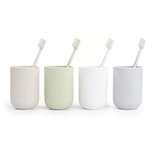White Toothbrush Holder Cup - 350ml Plastic Bathroom Tumbler