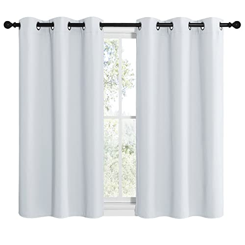 NICETOWN Room Darkening Curtains - Thermal Insulated Grommet Panels, 42" x 40", Greyish White (2 Panels)