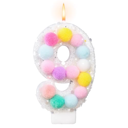 Rainbow Number 9 Birthday Candle - Macaron Colored Pastel Design