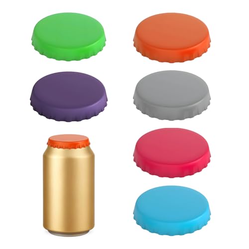 6-Pack Reusable Silicone Soda Can Lids - BPA-Free, Dustproof Can Covers