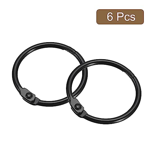 uxcell Carbon Steel Shower Curtain Rings - 6pcs Snap Hooks, 1.5 Inch