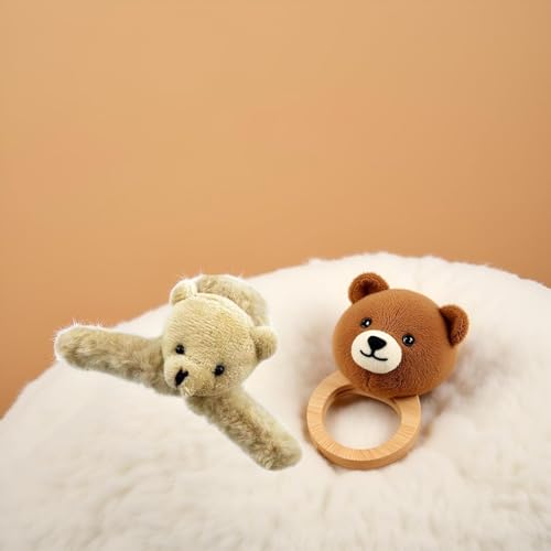 ZLmoue Large Brown Fluffy Plush Bear Hair Claw Clip for Thick Hair