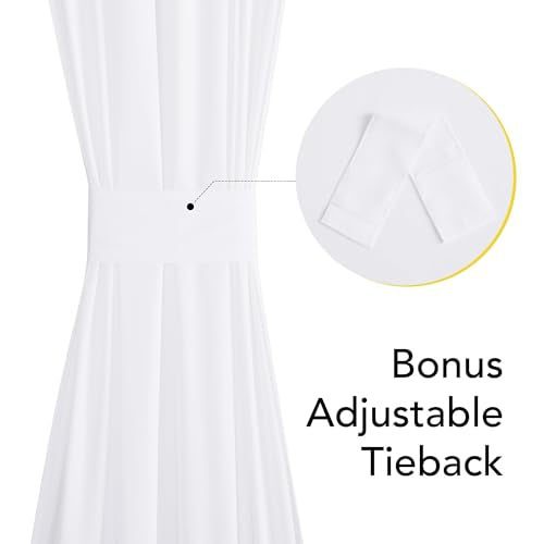 NICETOWN White Sidelight Curtain - Non See-Through, 12x72 inches